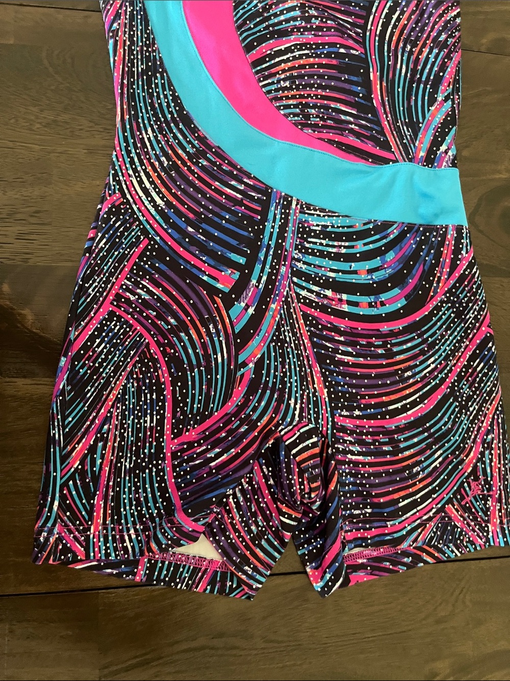 Large Pink Turquoise Patterned One-Piece Activewear Leotard Dance Gymnastics L - Picture 3 of 10